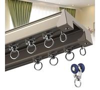 Silent Dual Track Curtain Rail System, Aluminum Alloy Ceiling Mount Curtain Tracks, Easy to Install, for Living Room, Hospital, Bedroom, RV, Office, Bay Window(Black,1.1m/3.6FT)