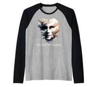 Silent Echoes, Mysterious Abstract Art Face in Clouds Raglan Baseball Tee