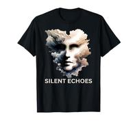 Silent Echoes, Mysterious Abstract Art Face in Clouds T-Shirt