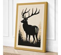 Silent Elk Scandinavian Canvas Wall Art Print 36x24 Inch
