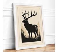 Silent Elk Scandinavian Framed Wall Art Print A1 White
