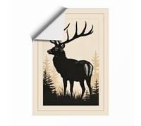 Silent Elk Scandinavian Unframed Wall Art Print A2 (59.4×42cm), Wall Decor for Living Room, Bedroom, Office & Home, Art Gift