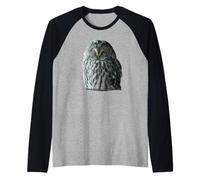 Silent Forest Owl Winter Portrait Raglan Baseball Tee
