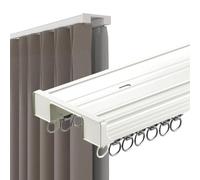 Silent Glide Double Trac Ceiling Rail - 480cm Carbonized White Aluminum Room Divider for Modern Living Room & Bedroom - Stylish Space Separator for Contemporary Interiors