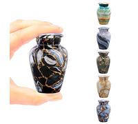 SILENT GOODBYES Luxury Black Marble Finish Metal Keepsake Cremation Urn for Ashes | Mini Memorial Urn with Velvet Bag (Luxury Black)