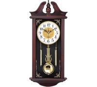 Silent Grandfather Wood Wall Clock - 26in Traditional Chiming Pendulum Clock for Classic Home Decor - Elegant and Stylish Timepiece