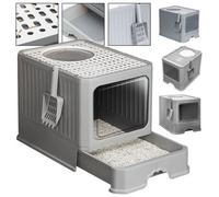 Silent Gray Enclosed Cat Litter Box Drawer