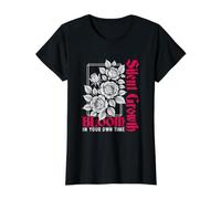 Silent Growth Bloom in Your Own Time Floral Typography Value Graphic T-Shirt, Women, Black, L