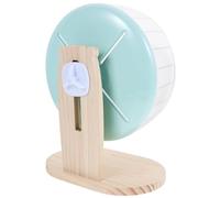 Silent Hamster Exercise Wheel Green ABS Wooden 20cm with Stand | Stable Base, Space Saving Design, for Cage Use and Small PET Activity, Lovely Compact Style