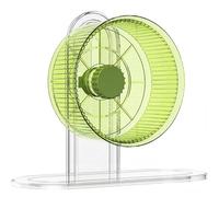 Silent Hamster Exercise Wheel with Adjustable Height Stand 12cm/4.72in Diameter Transparent Silent Spinner Running Wheel for Dwarf Hamsters Gerbils Mice and Other Small Pets (Green)