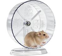 Silent Hamster Exercise Wheel with Adjustable Height Stand Transparent Silent Spinner Running Wheel for Dwarf Hamsters Gerbils Mice and Other Small Pets (21cm)