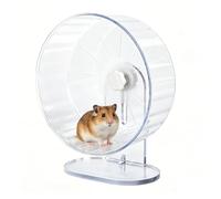 Silent Hamster Wheel 22cm, Double Bearings Hamster Exercise Wheel with Adjustable Stand, Transparent No Vibration Running Spinner for Syrian Dwarf Hamsters Gerbils Mice, Hamster Cage Accessories