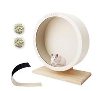 Silent Hamster Wheel with 2 Natural Chew Toys - Wooden Exercise Wheel with Removable Track, Quiet Spinner for Gerbils, Mice, Hamsters,Mouse,Syrian Hamster(9in)