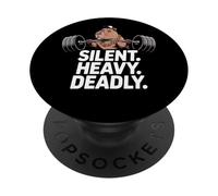 Silent Heavy Deadly capybara deadlift design for gym lifters PopSockets Adhesive PopGrip