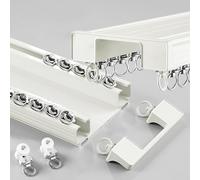 Silent Heavy Du Ceiling Mounted ain Track System - 14.8ft Double Track for Room Dividers & ains Multiple Lengths Available (7ft/9ft/10ft/18ft/22ft) - White