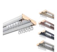 Silent Heavy-Duty Adjustable Double Curtain Track - 1.64ft to 19.7ft Aluminum Ceiling Mount for Living Room Bedroom Hospital - White 5.4m/17.7ft Easy Install