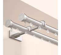 Silent Heavy Duty Curtain Rod Double Curtain Track Wall Mount Aluminum White Gray Black Easy Install for Privacy Living Room Bedroom Curtains(Gray,0.9m/3ft)
