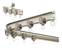 Silent Heavy-Duty Curtain Tracks - Ceiling Mounted Drapery Rod System for Living Room & Bedroom 300cm Brass Finish Smooth Sliding Curtain Rails