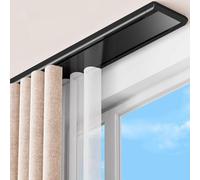 Silent Heavy Duty Double Row Sliding Track System 4.6m - Ceiling-Mounted Rail for Curtains & Room Dividers - Perfect for Bedroom, Living Room, Hospital - Black Color