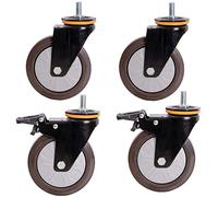 Silent Heavy Duty Rubber Casters M12 Thread 3 To 5 Inches 500KG Furniture Stem Wheels With Brake Dust-proof Industrial Trolley Transport Casters 360° Swivel For Dining Car 4 Packs (Size : 4