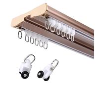 Silent HeavyDuty Double Track Ceiling Mount RodDurable Aluminum Curtain Rails System for Drapes Room Dividers Living Room & Bedroom (Rose Gold 2.8m)