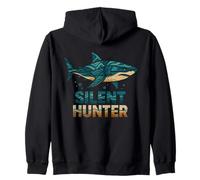 Silent Hunter Shark Ocean Tribal Style Zip Hoodie