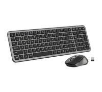 Silent Keyboard and Mouse, Wireless Full-Size Computer Keyboard with Calculator Button, 2400 DPI Mouse, Quiet Clicking, Ultra-Thin Cordless USB Kit for Laptops Windows Mac - Gray