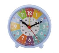 Silent Learning Clock for Kids, Analog Trainer with 24-Hour For Ring, Quiet Nursery Wall Clock for Homeschool Classroom Education, For Easy Read Toddler Tool(Early School Blue)