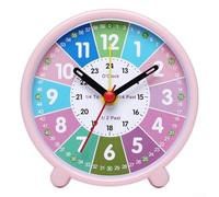 Silent Learning Clock for Kids with Color Coded Sections Teaching Hours Minutes and 24 Hour Time for Classroom and Homeschool Use (Early School Pink)
