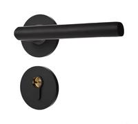Silent Magnetic Door Lockset In Matte Black Finish With High Security Keys | Silent Magnetic Latch,Modern Split ,High Security Cylinder,Fingerprint Resistant(Black Large)