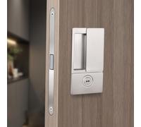 Silent Magnetic Push Pull Handleless Flat Lock for Bedroom Doors with Invisible Keyhole for Enhanced Privacy and Modern Minimalist Design (Silver)
