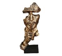Silent Man Statue, is a Gold Figurine - Abstract Art Thinker's Desk Resin Sculptures, Creative Decorative Objects, Face Figurine for Decoration