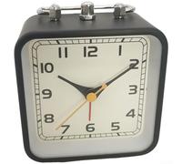 Silent Metal Alarm Clock with Night Light/ 3.5 Inch Square Modern Desk Clock/Snooze Function/Portable Handle for Bedroom Office(Black Large Pointer)