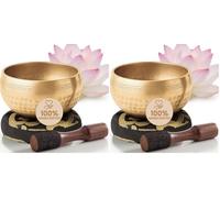 Silent Mind Tibetan Singing Bowl Set - Easy to Play & Beginner Friendly Meditation Bowl with Cushion & Mallet | Stress Relief & Mindfulness | Gift-Ready (Pack of 2)