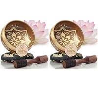 Silent Mind Tibetan Singing Bowl Set - Easy to Play & Beginner Friendly Meditation Bowl with Cushion & Mallet | Stress Relief & Mindfulness | Gift-Ready (Pack of 2)