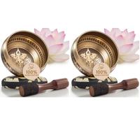 Silent Mind Tibetan Singing Bowl Set - Easy to Play & Beginner Friendly Meditation Bowl with Cushion & Mallet | Stress Relief & Mindfulness | Gift-Ready (Pack of 2)