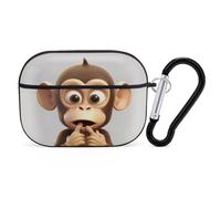 Silent Monkey Airpod Pro Case AirPods 2 Case for Women Hard Shell Protective Cover with Carabiner Keychain Compatible with AirPods Case 2nd 1st Generation, Front LED Visible Black