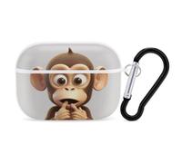 Silent Monkey Airpod Pro Case AirPods 2 Case for Women Hard Shell Protective Cover with Carabiner Keychain Compatible with AirPods Case 2nd 1st Generation, Front LED Visible White