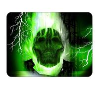Silent Monsters Mouse Mat Medium 14 x 10 inches / 36 x 25 cm, Green Skull, Lasercut Edges, washable & rollable Mouse Pad, Gaming Home Office Mousemat, Mousepad non-slip & quiet, Desk Mat