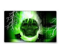 Silent Monsters Mouse Mat Size M 14 x 10 inches / 36 x 25 cm, Green Skull, Stitched Edges, washable & rollable Mouse Pad, Gaming Home Office Mousemat, Mousepad non-slip & quiet, Desk Mat