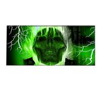 Silent Monsters Mouse Mat Size XX Large 35 x 16 inches / 90 x 40 cm, Green Skull, Stitched Edges, washable & rollable Mouse Pad, Gaming Home Office Mousemat, Mousepad non-slip & quiet, Desk Mat XXL
