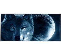 Silent Monsters Mouse Mat Size XX Large 35 x 16 inches / 90 x 40 cm, Wolf, Stit
