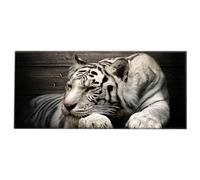 Silent Monsters Mouse Mat Size XX Large 35 x 16 inches / 90 x 40 cmmm White Tiger, Stitched Edges, washable & rollable Mouse Pad, Gaming Home Office Mousemat, Mousepad non-slip & quiet, Desk Mat XXL