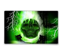 Silent Monsters Mouse Mat Small 10 x 8 inches / 24 x 20 cm, Green Skull, Stitched Edges, washable & rollable Mouse Pad, Gaming Home Office Mousemat, Mousepad non-slip & quiet, Desk Mat