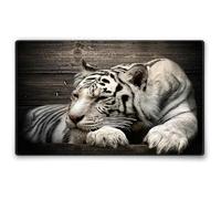 Silent Monsters Mouse Mat Small 10 x 8 inches / 24 x 20 cm, White Tiger, Stitched Edges, washable & rollable Mouse Pad, Gaming Home Office Mousemat, Mousepad non-slip & quiet, Desk Mat