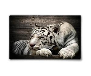 Silent Monsters Mouse Mat Small 10 x 8 inches / 24 x 20 cm, White Tiger, Stitched Edges, washable & rollable Mouse Pad, Gaming Home Office Mousemat, Mousepad non-slip & quiet, Desk Mat