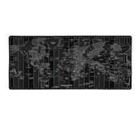 Silent Monsters Mouse Mat XX Large 35 x 16 in / 90 x 40 cm, world map black, time zones, Stitched Edges, washable & rollable, Gaming Home Office Mousemat, Mousepad non-slip & quiet, Desk Mat XXL