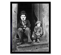 Silent Movie Still Charlie Chaplin The Kid Photo Art Print Framed Poster Wall Decor 12x16 inch