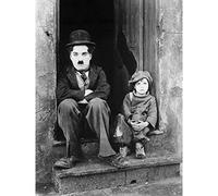 Silent Movie Still Charlie Chaplin The Kid Photo Premium Wall Art Canvas Print 18X24 Inch