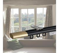 Silent Mute Slide Curtain Tracks for Elliptical Room Dividers, 6ft Black Ceiling or Wall Mount Rails with Smooth Rollers - Stylish Curtain Rod for Bedroom and Living Room.